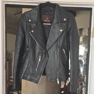 Black Leather Women's Moto Jacket